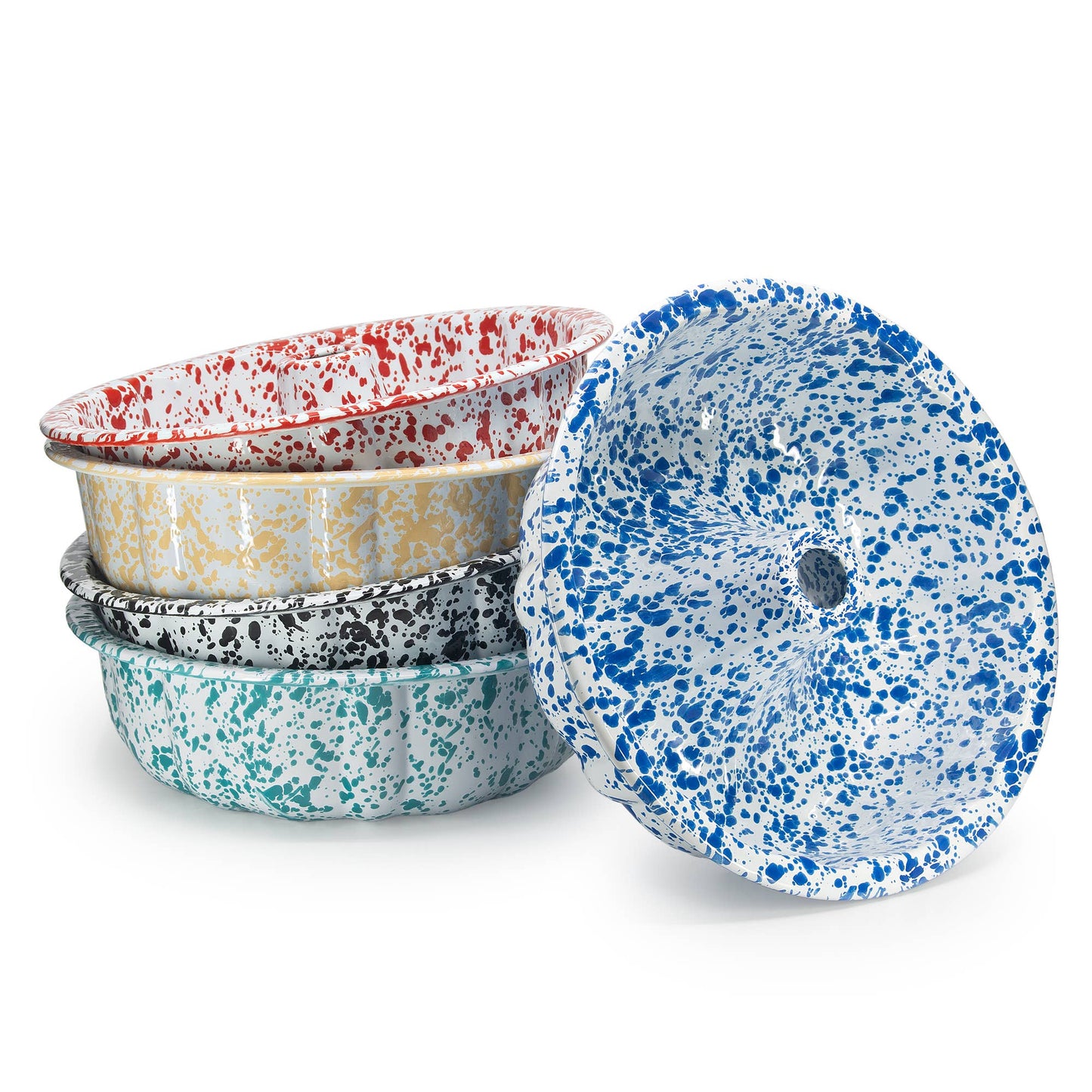 Splatter Enamelware Bundt Pan: Blue Splatter