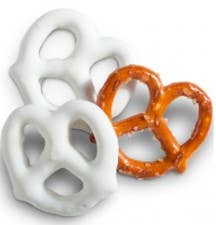 White Chocolate Covered Mini Three Ring Pretzels 1/4lbw/ Bow