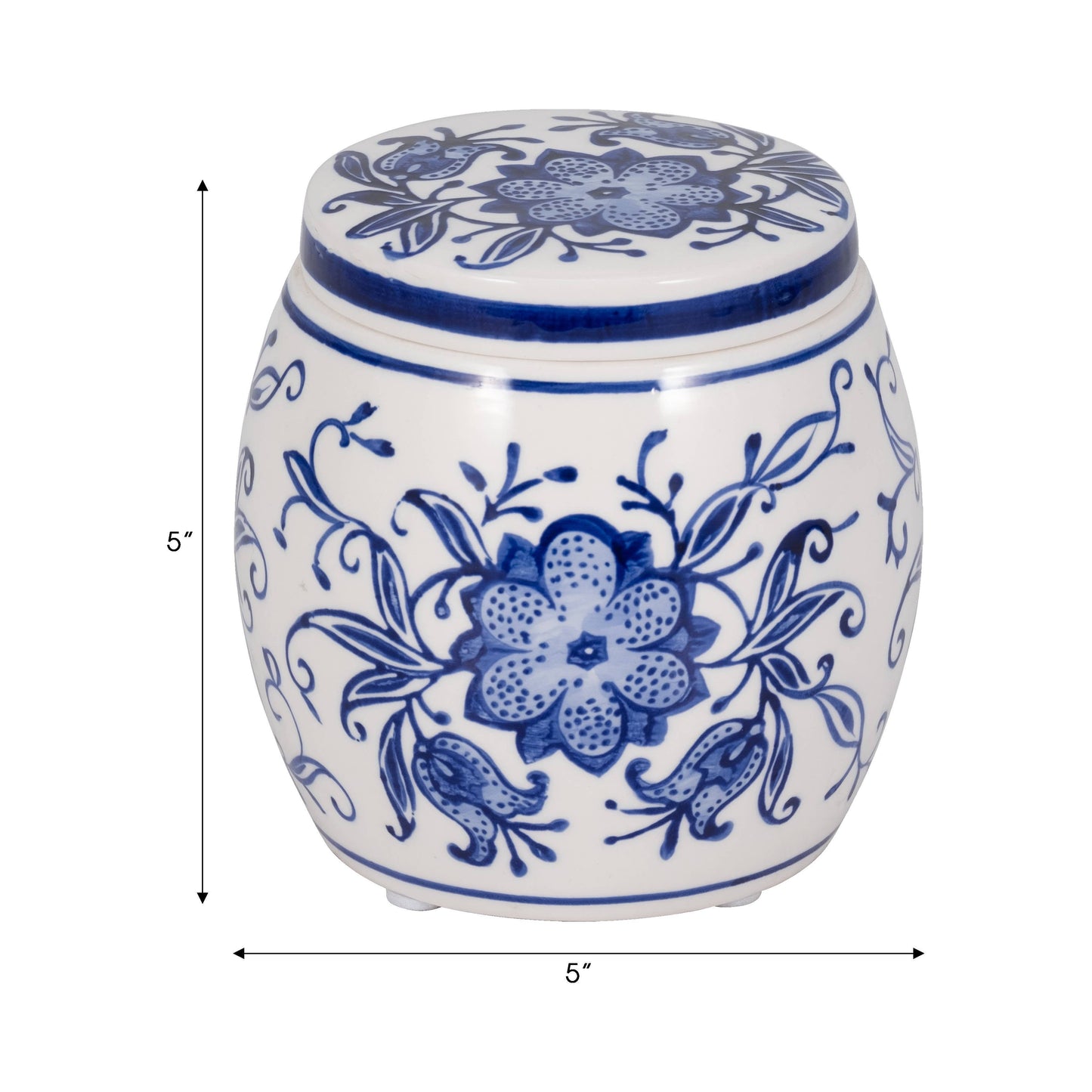 5 in. Blue Verbena Chinoiserie Candle Stoneware, 8 oz