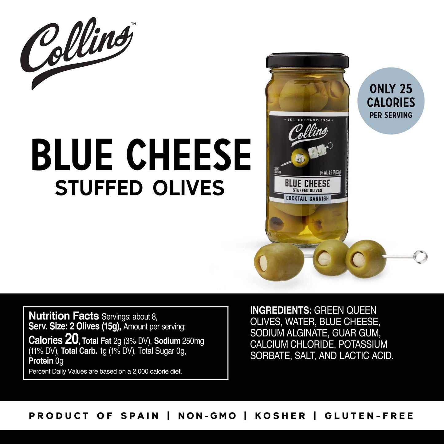 Gourmet Blue Cheese-Stuffed Cocktail Olives - 4.5 oz