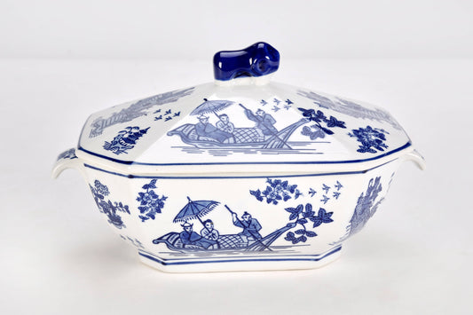 Blue Willow Porcelain Covered Tureen