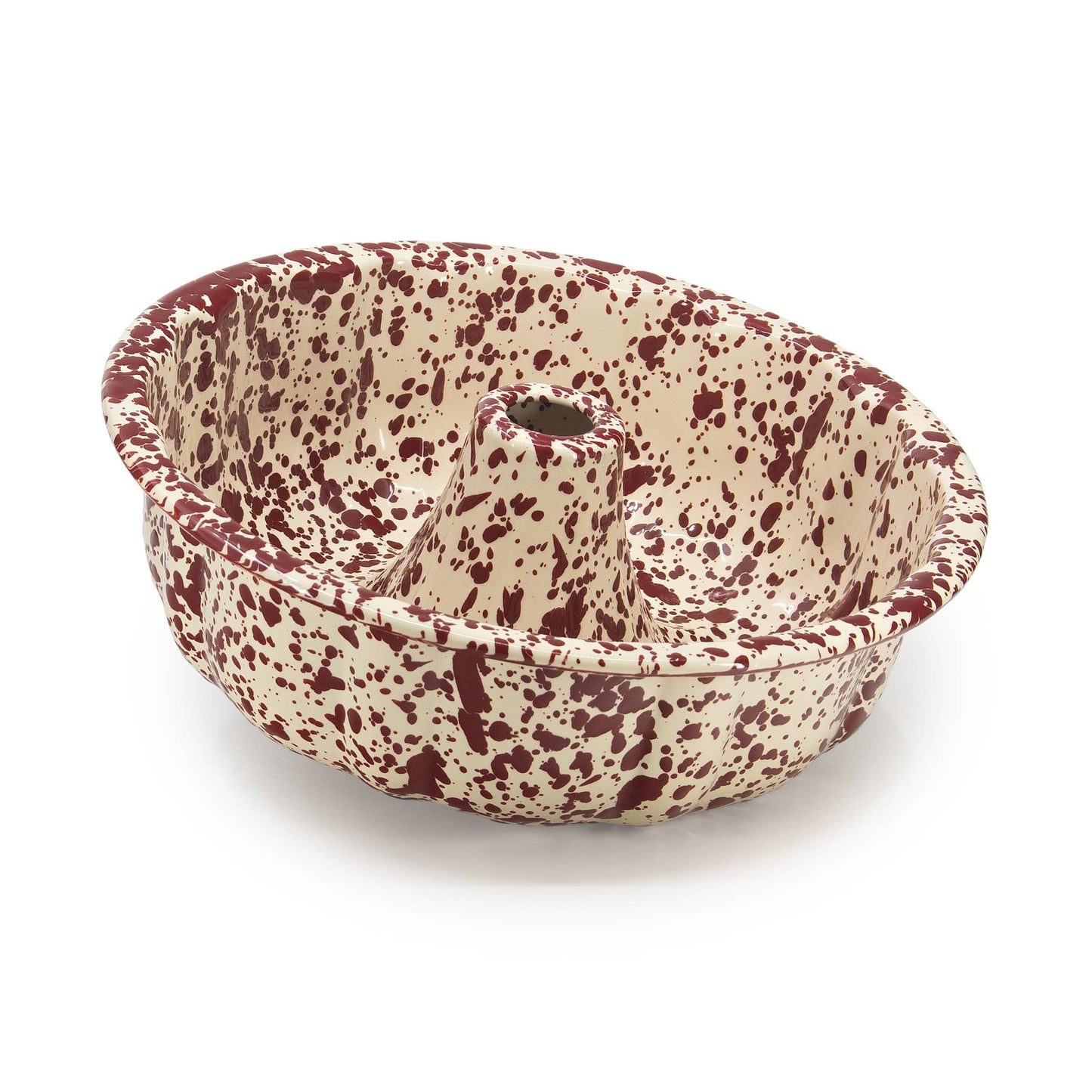 Splatter Enamelware Bundt Pan: Blue Splatter