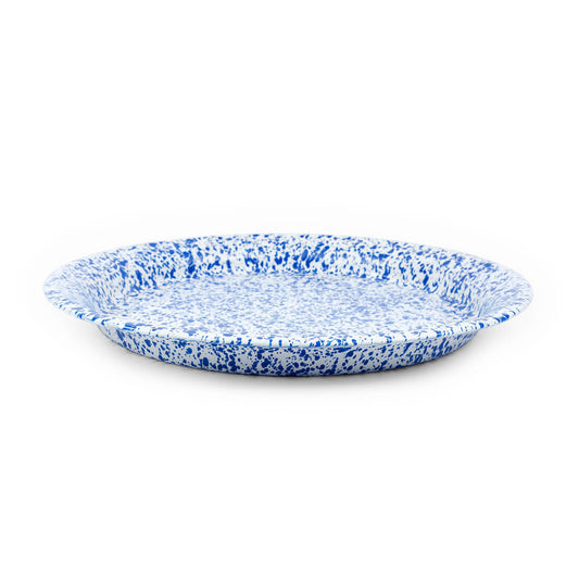 Splatter Enamelware Large Round Tray: Blue Splatter