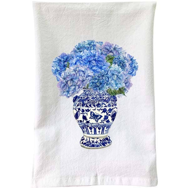 Blue & White - Blue Hydrangeas Flour Sack Towel