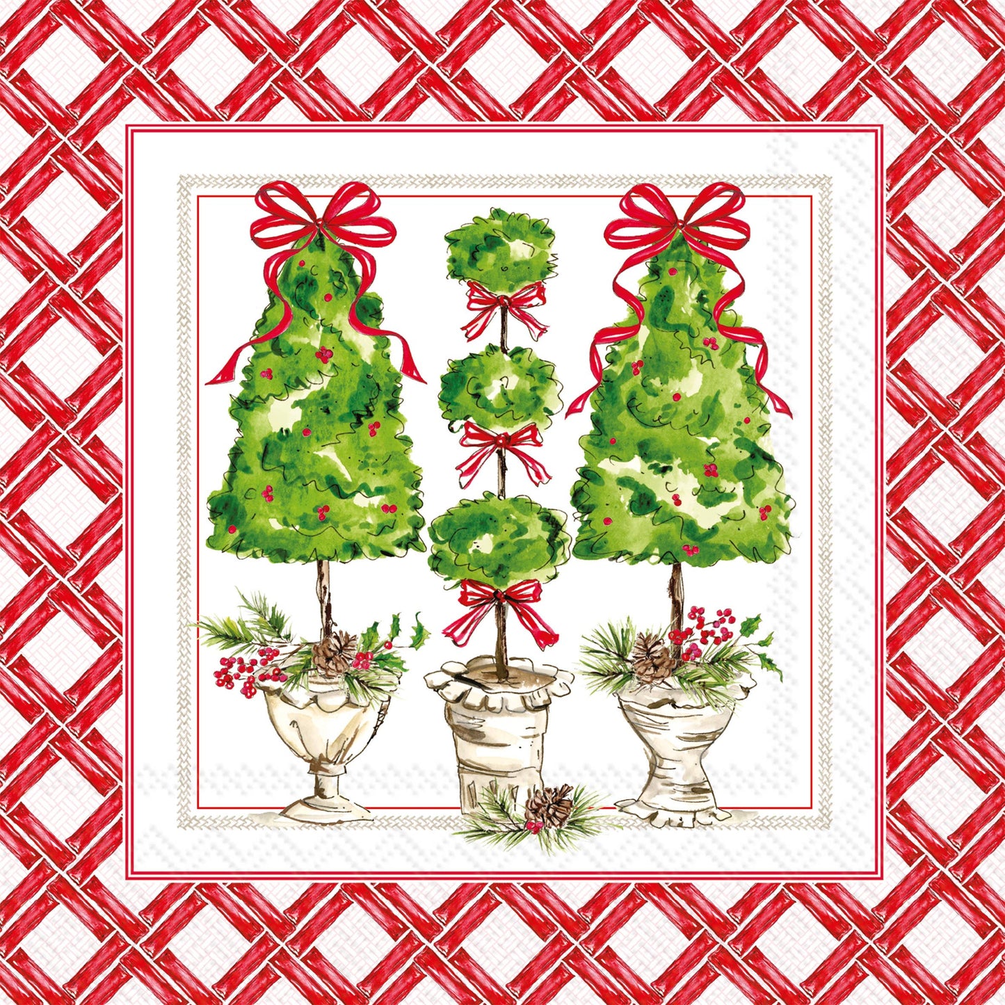 Paper Lunch Napkins 20ct Holly Topiary Christmas