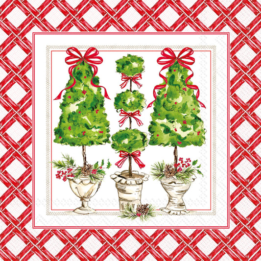 Paper Lunch Napkins 20ct Holly Topiary Christmas