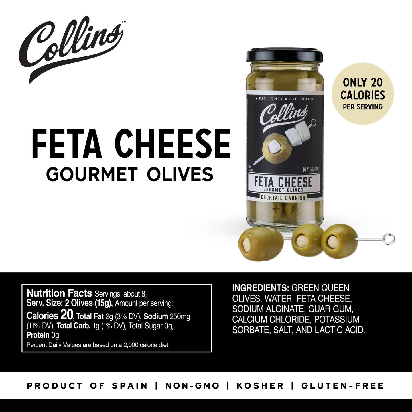 Gourmet Feta Cheese-Stuffed Cocktail Olives - 5 oz