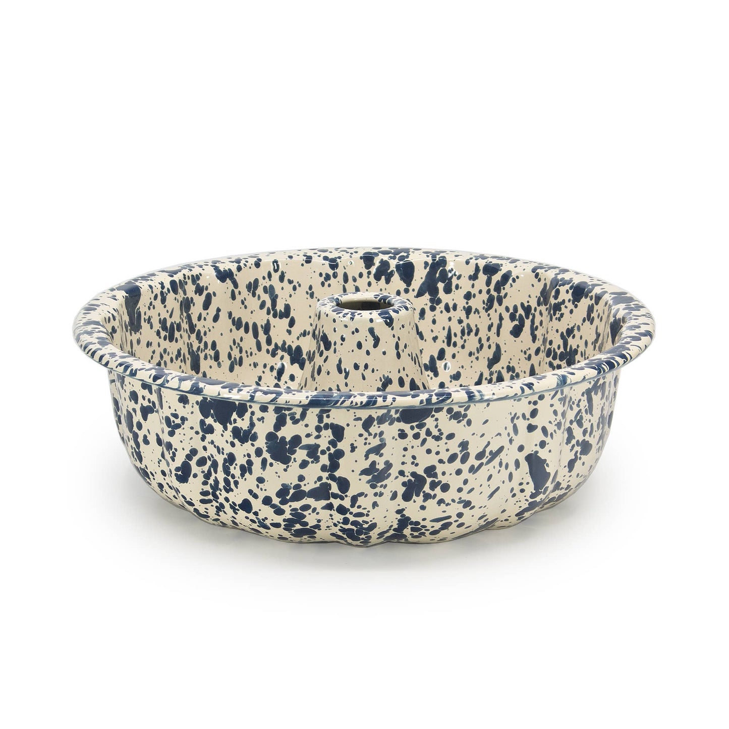 Splatter Enamelware Bundt Pan: Blue Splatter