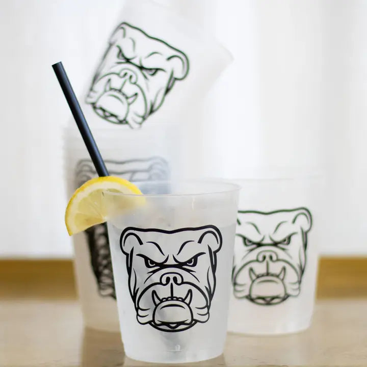 TRS Bulldog Party Cups Frosted/Black 16oz Set of 10