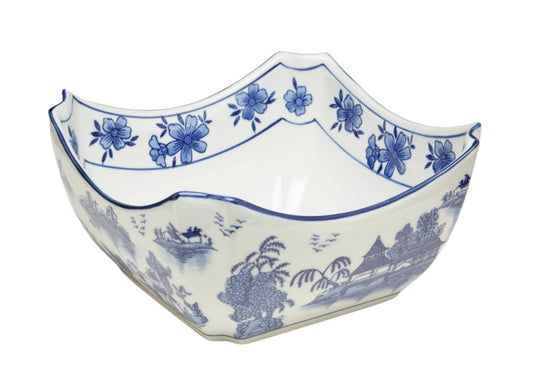 Blue Willow Design Square Bowl
