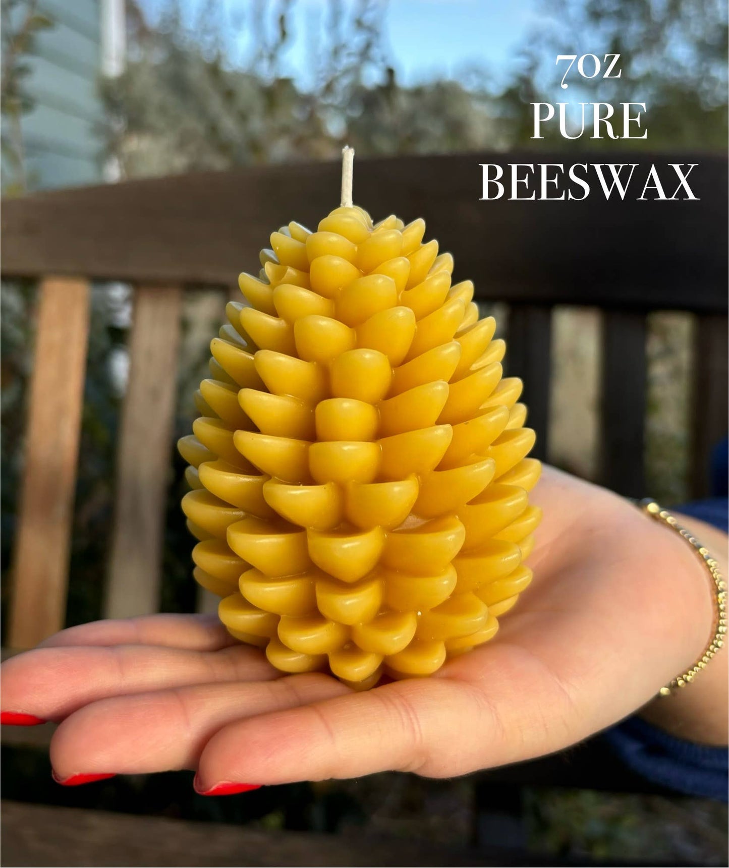 Large Beeswax Pine Cone Candle, Natural Bee Wax Candle