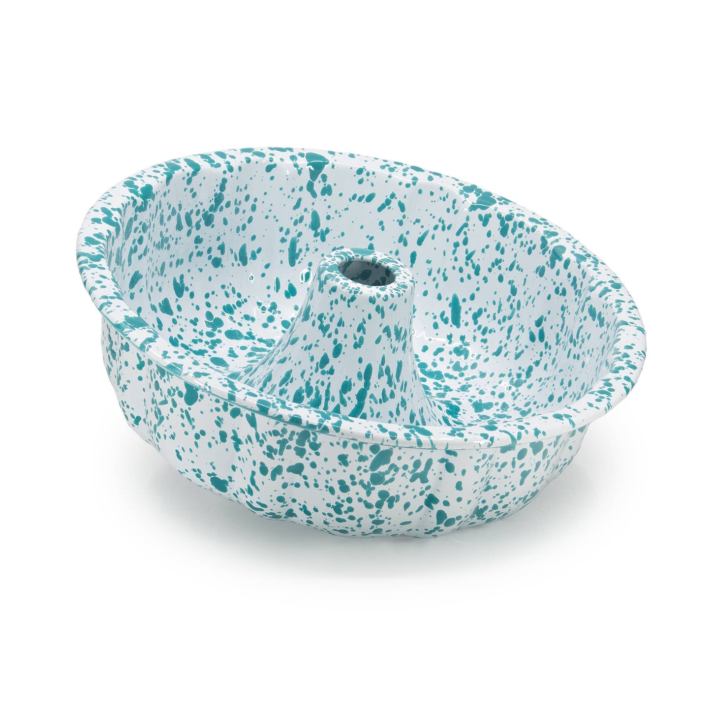 Splatter Enamelware Bundt Pan: Blue Splatter