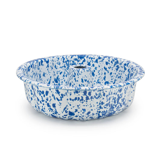 Splatter Enamelware Bundt Pan: Blue Splatter