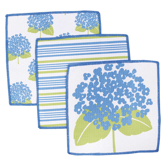 HYDRANGEA Dish Cloths, Set of 3