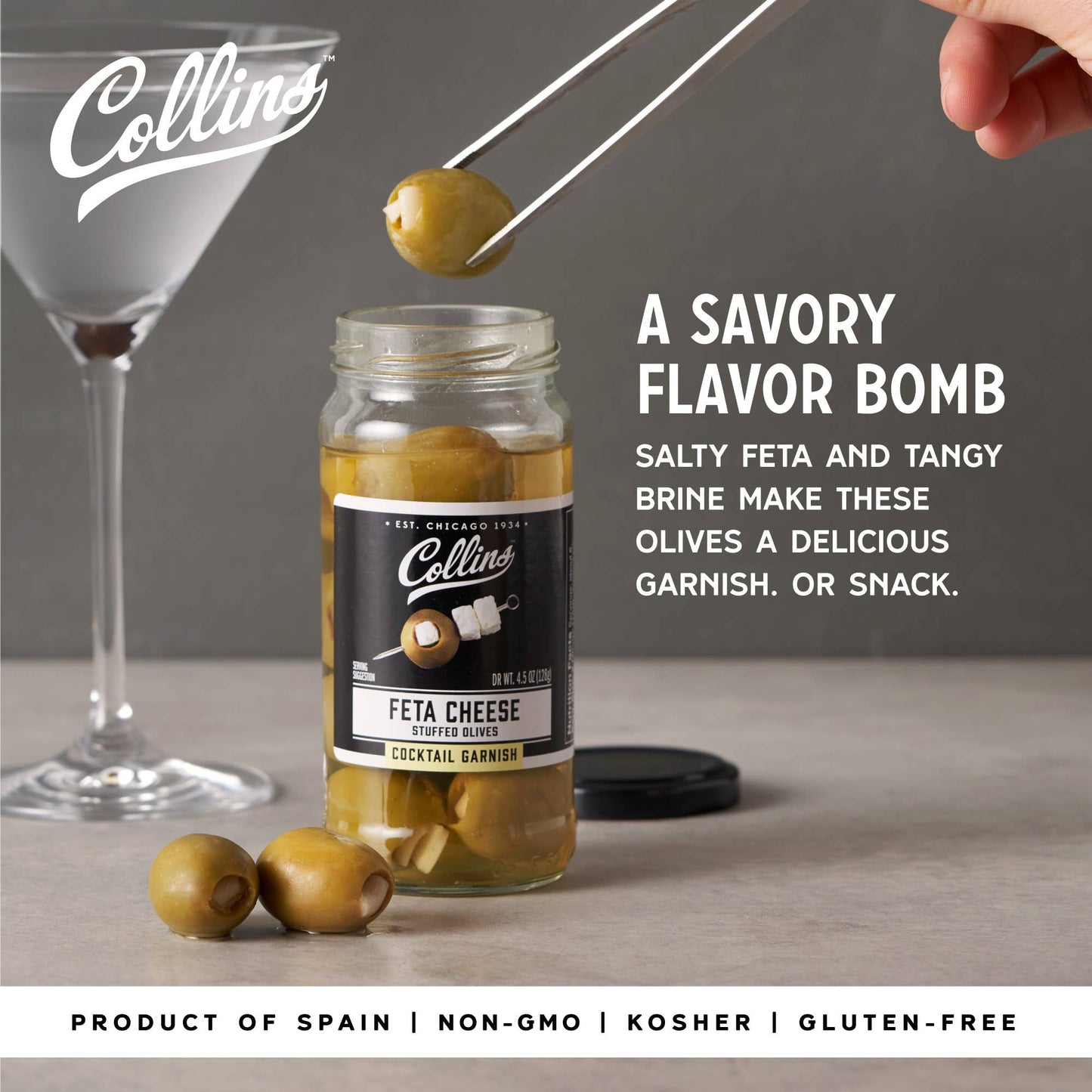 Gourmet Feta Cheese-Stuffed Cocktail Olives - 5 oz