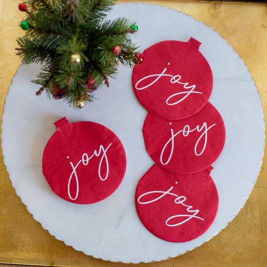TRS Joy Ornament Shaped Cocktail Napkins 5"