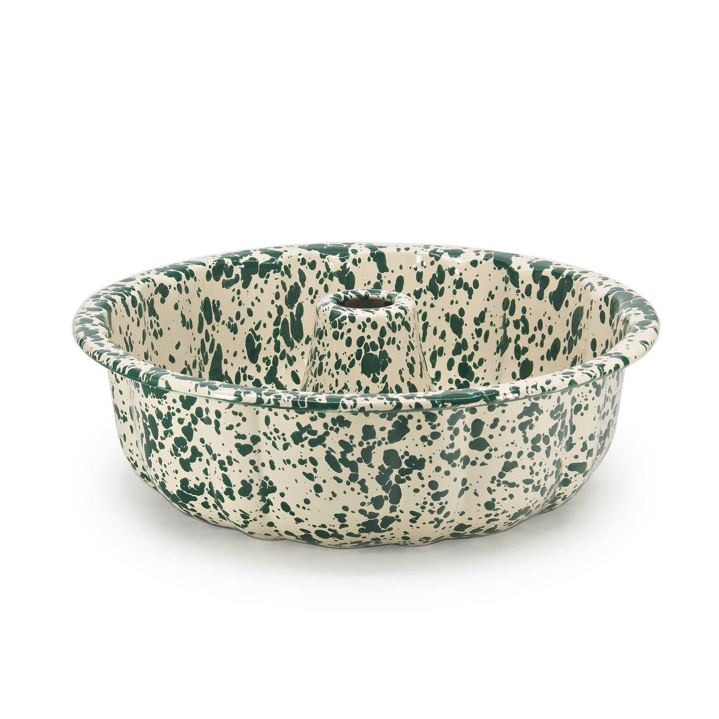Splatter Enamelware Bundt Pan: Blue Splatter