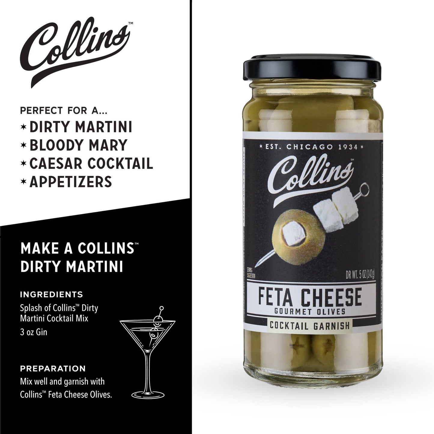 Gourmet Feta Cheese-Stuffed Cocktail Olives - 5 oz