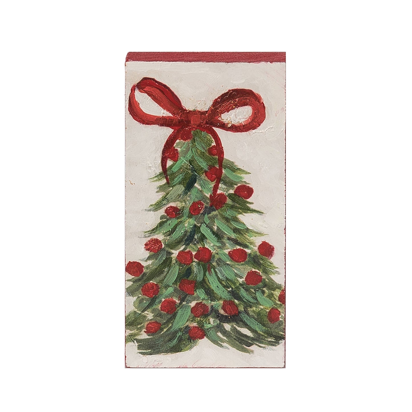Hand Painted MDF Holiday Tree Block Festive Tabletop Decor
