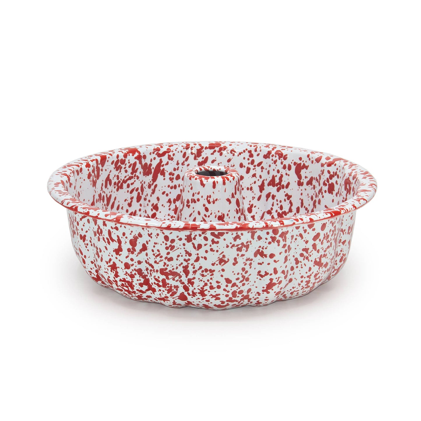 Splatter Enamelware Bundt Pan: Blue Splatter