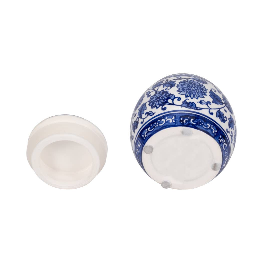 Blue/White 5 in. 8.5 Oz Peony Chinoiserie Lidded Candle