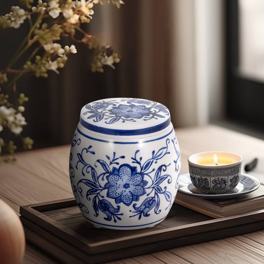5 in. Blue Verbena Chinoiserie Candle Stoneware, 8 oz