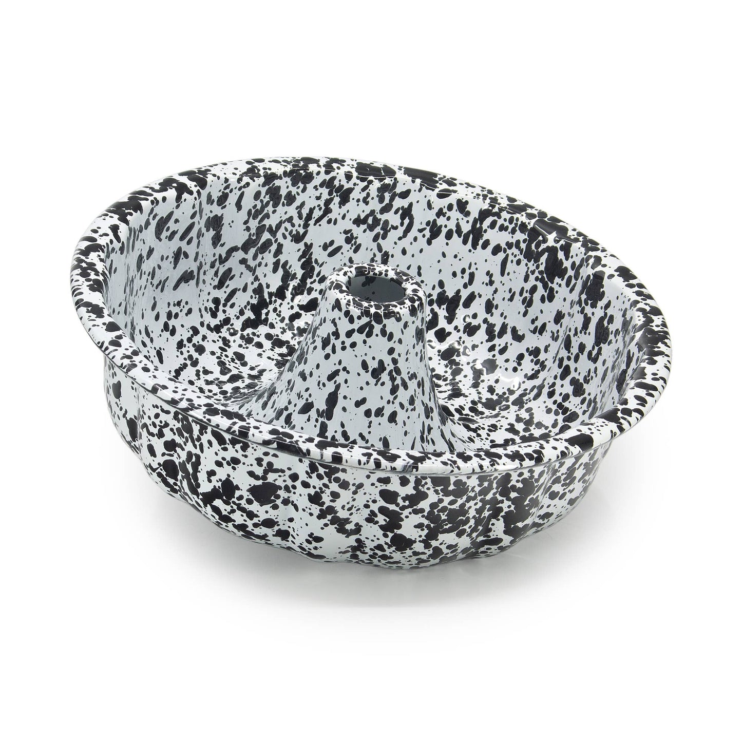 Splatter Enamelware Bundt Pan: Blue Splatter