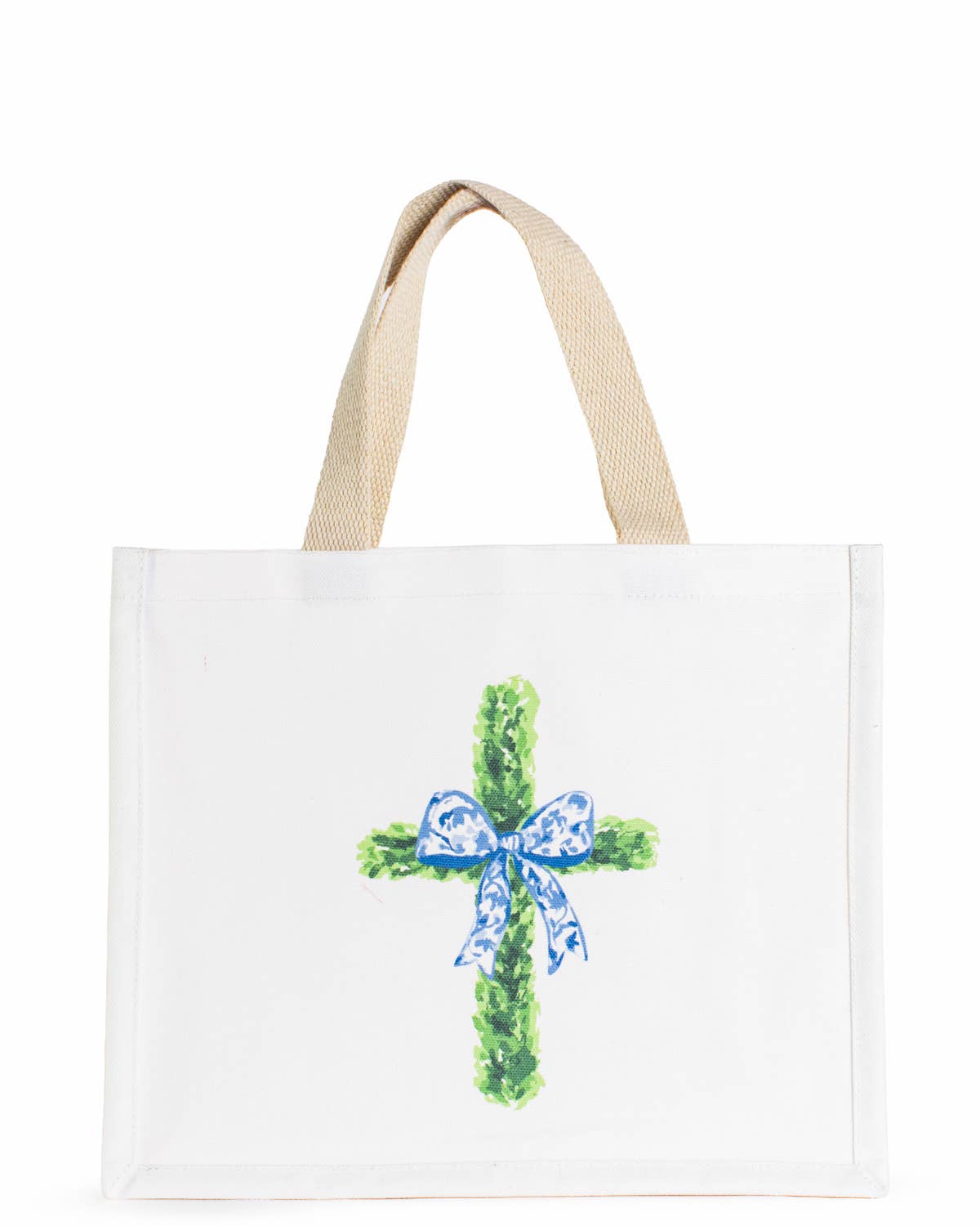 Boxwood Cross Gift Tote   White/Green    12x10x5