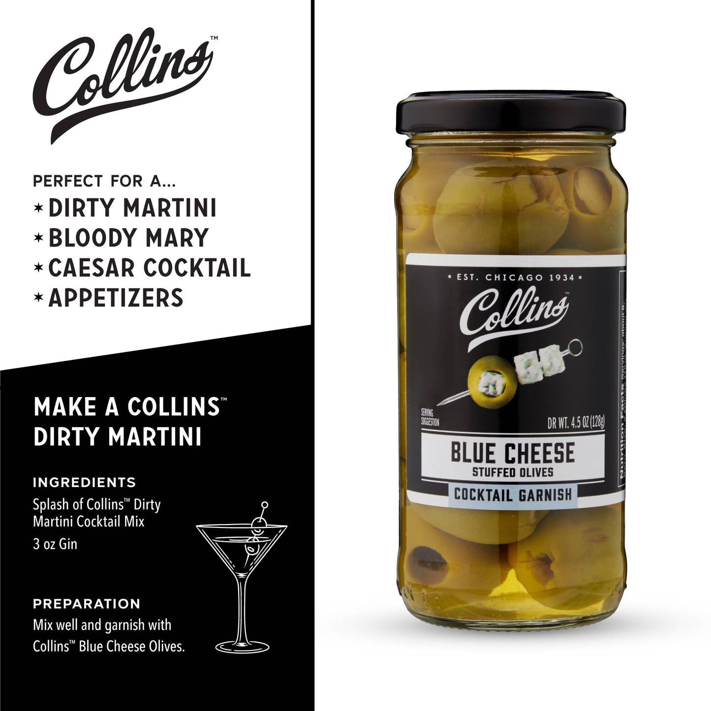 Gourmet Blue Cheese-Stuffed Cocktail Olives - 4.5 oz