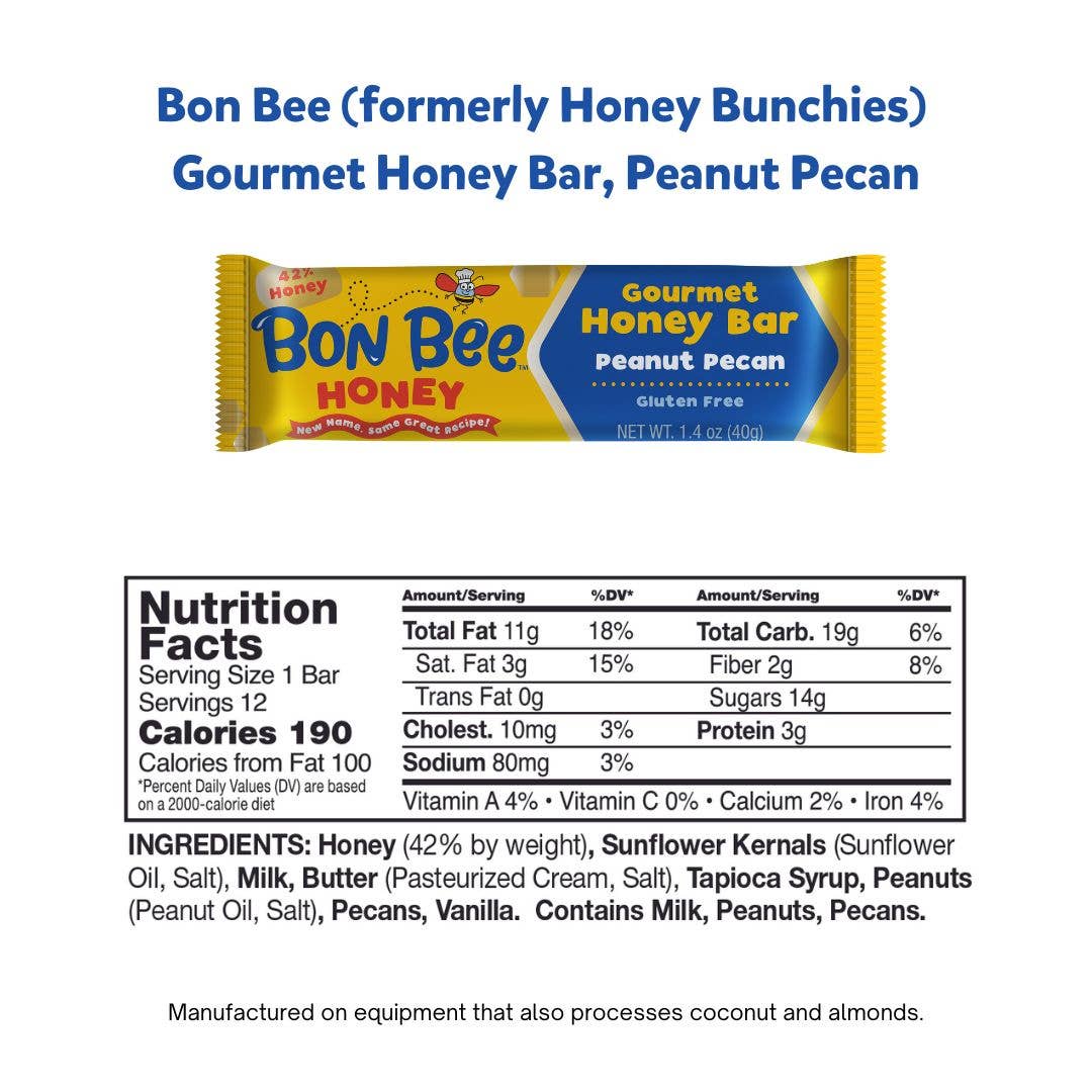 Bon Bee Gourmet Honey Bar, Peanut Pecan (12 ct)