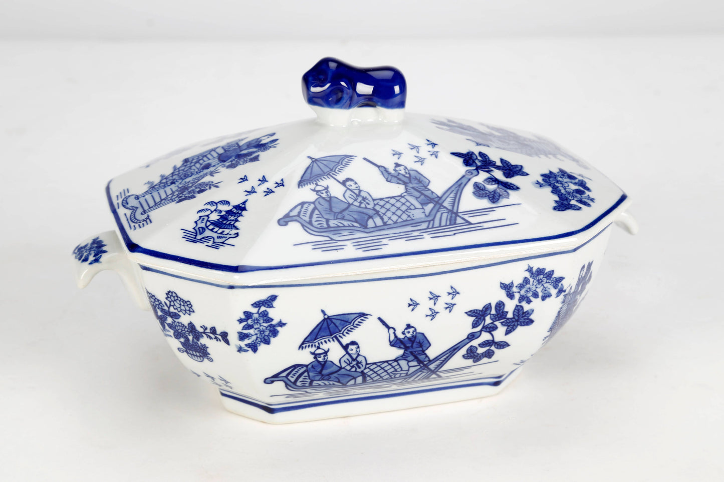 Blue Willow Porcelain Covered Tureen