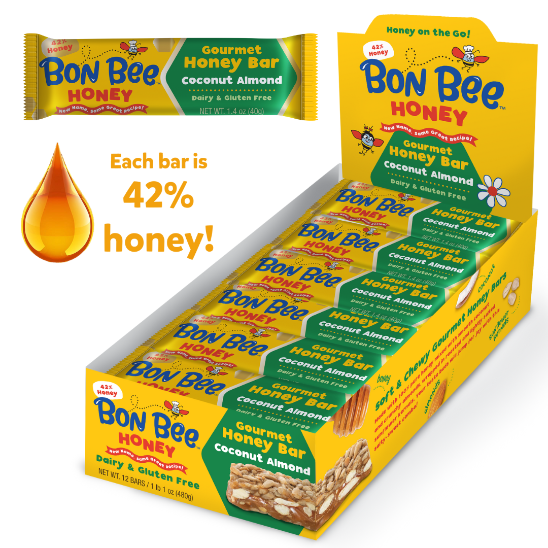 Bon Bee Gourmet Honey Bar, Coconut Almond (12 ct)