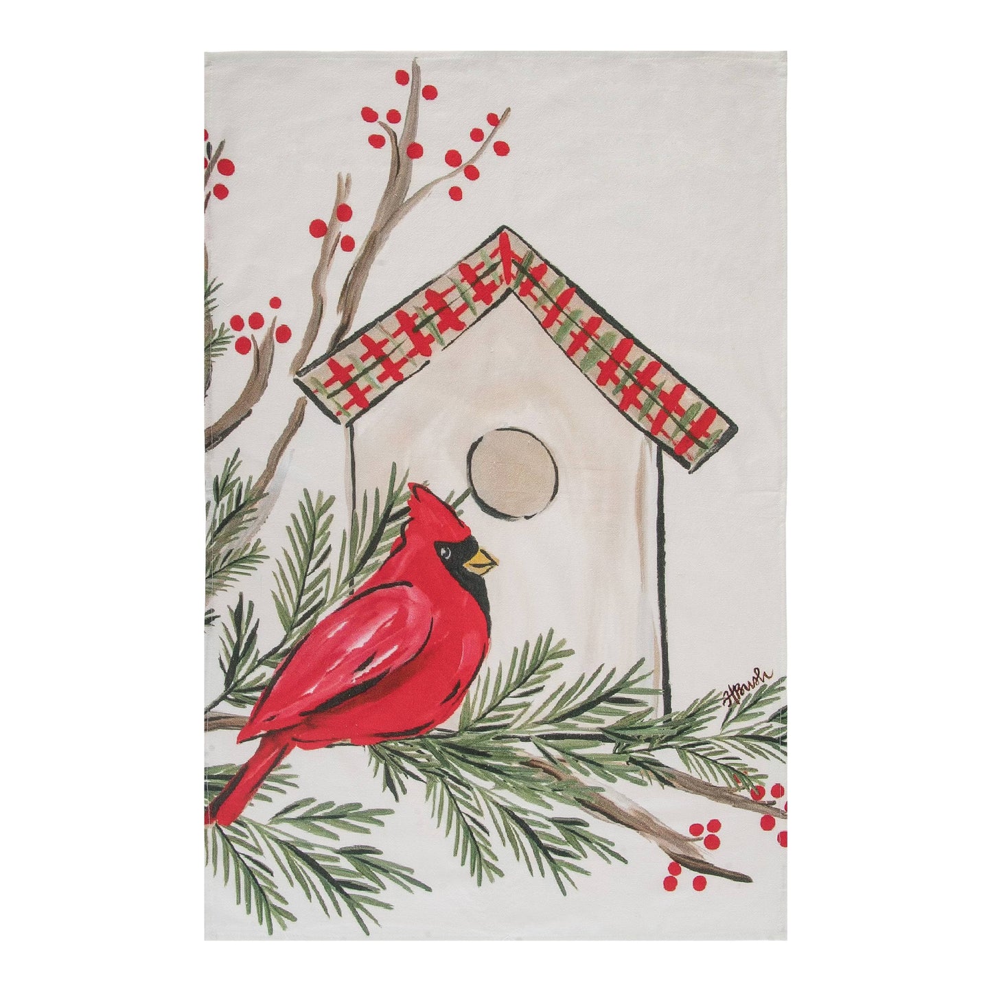 Multicolor Cardinal Cotton Tea Towel Christmas Kitchen Decor
