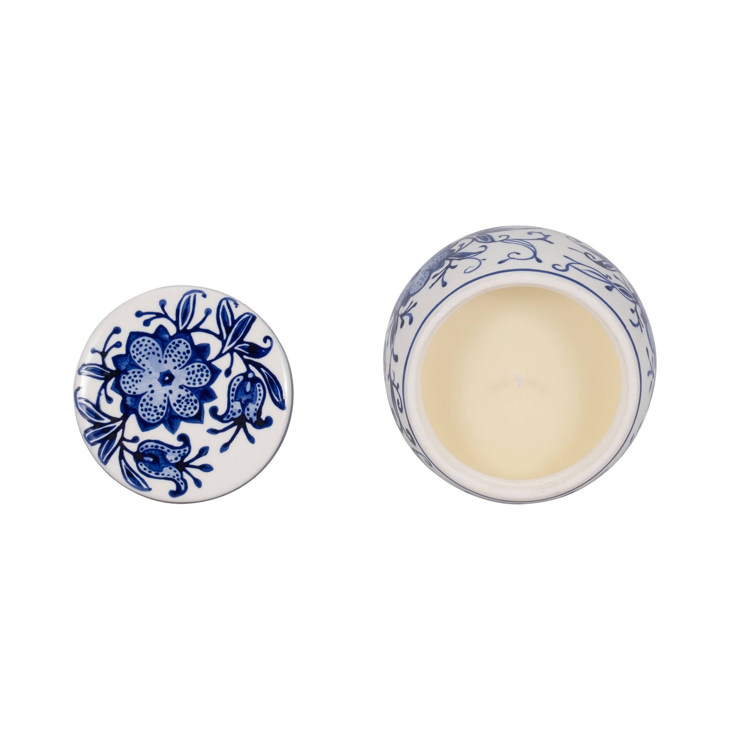 5 in. Blue Verbena Chinoiserie Candle Stoneware, 8 oz