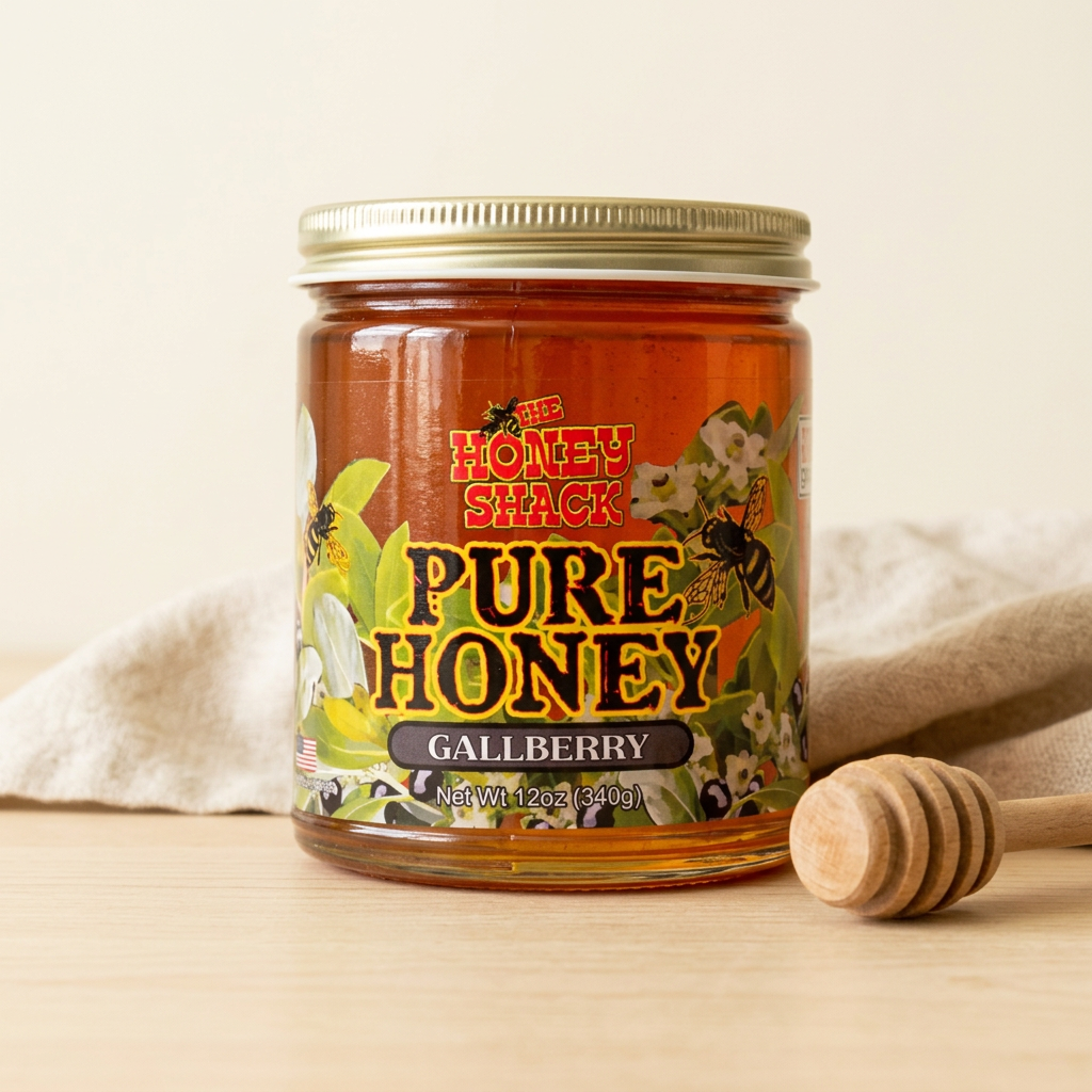 Gallberry Honey 12 oz in warm farmhouse style