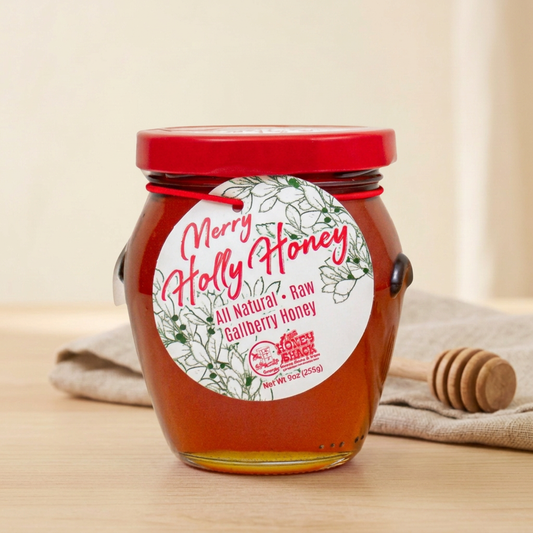Merry Holly Honey 9 oz in matching farmhouse style