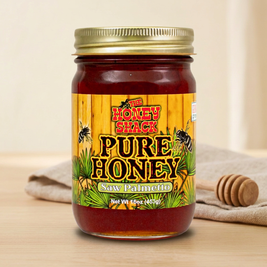 Saw Palmetto Honey 16 oz in matching farmhouse style