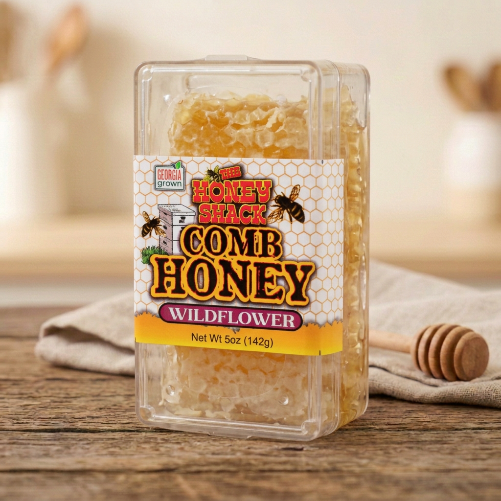 Wildflower Comb Honey 5 oz in matching farmhouse style